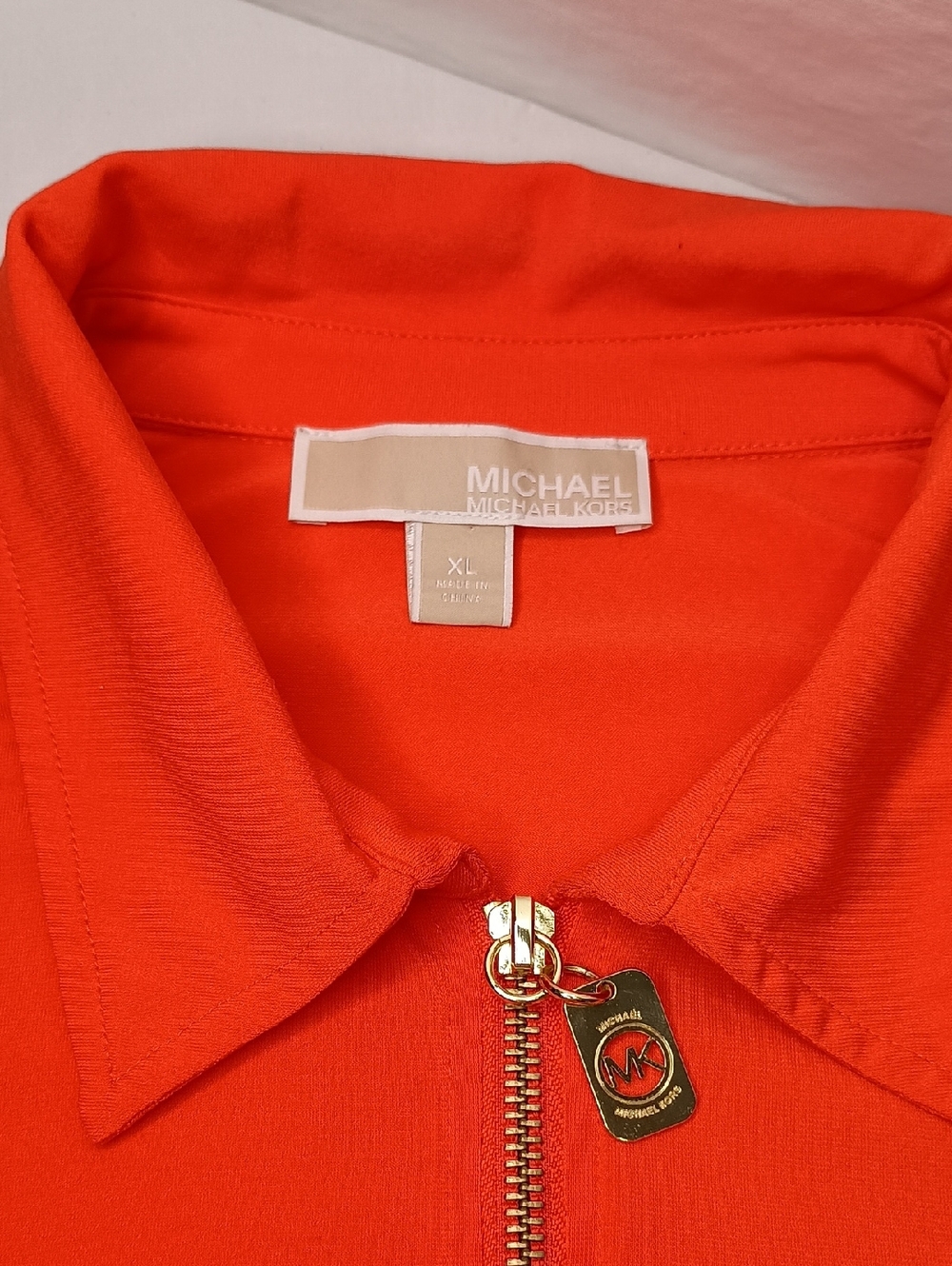 MICHAEL Michael Kors Women's Size XL Blouse roll-tab sleeves Gold Orange Summer - Picture 4 of 12